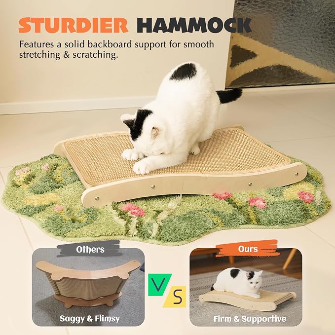 PETKARAY Sisal Cat Scratching Board, Curved Sisal Cat Scratcher, Large Indoor - Image 4