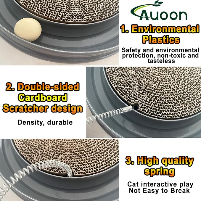 AUOON Cat Scratcher Toy with Ball Track - 3 in 1 Interactive Cat Toy - Image 4