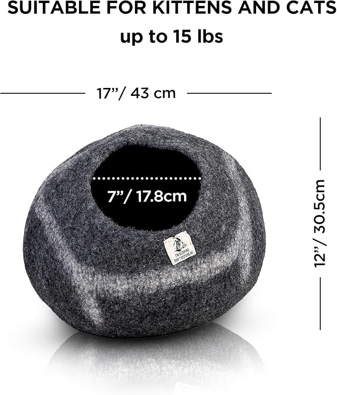 Woolygon Premium Felt Cat Cave Bed – Wool Kitty Beds Handcrafted Kitten Caves - Image 3