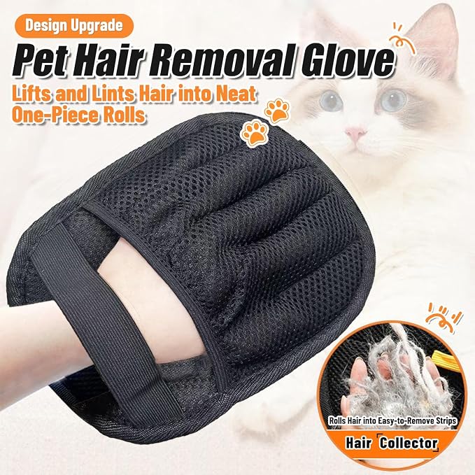 Pet Hair Removal Glove for Cats & Dogs, Upgraded Five-Finger Electrostatic Pet - Image 2