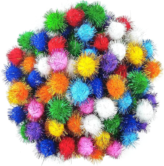 1.8 Inch Assorted Color Flash Ball Cat's Favorite Toy Ball Tinsel Pom Poms Flash by BallHull
