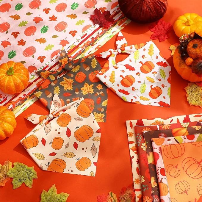 Abbylike 50 Pcs Fall Thanksgiving Dog Bandana Bulk Pumpkin Bandana - Image 5