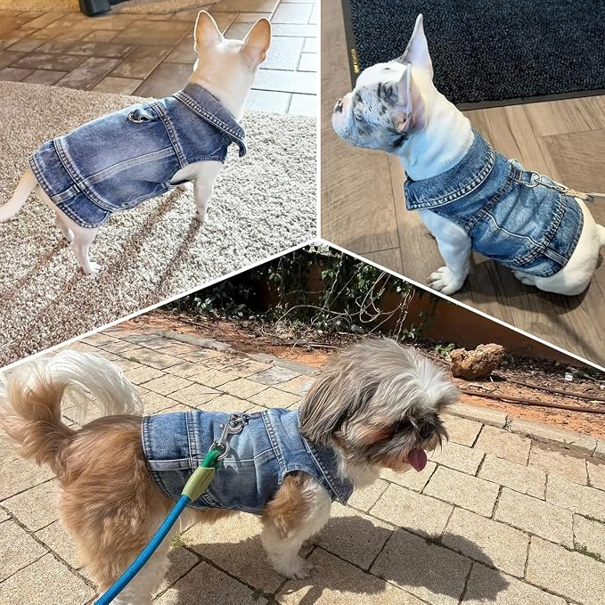 Puppy Clothes for Small Dogs Boy, Classic Western Denim Dog Coat, Dog Jeans - Image 5