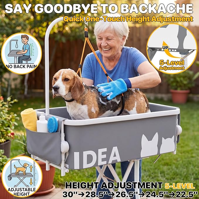 PAWZIDEA 2-in-1 Dog Bathtub & Grooming Table 33" for Small to Medium Dogs - Image 5