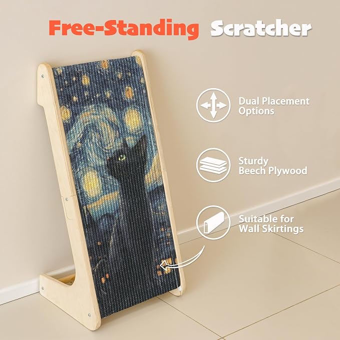 PETKARAY Art Cat Scratcher, 25.2" Sisal Scratching Ramp, L Shaped Scratch Pad - Image 6
