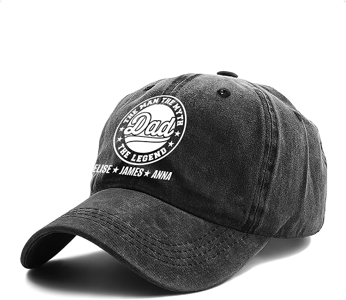 Personalized Vintage Washed Denim Dad Hat, Custom Baseball Cap - Image 2