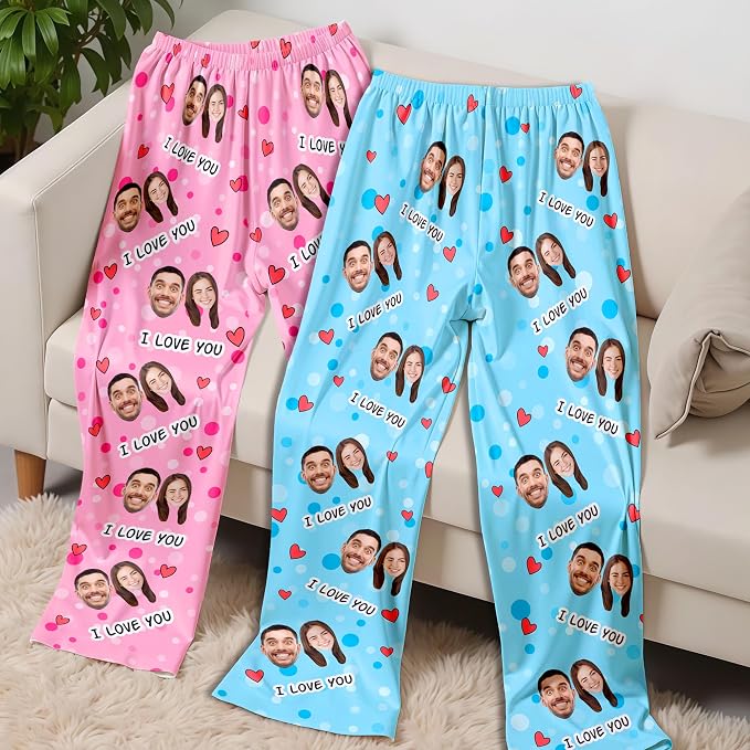 Custom Pajama Pants for Women Men, Personalized 67 Name Photo PJ Family Six - Image 5