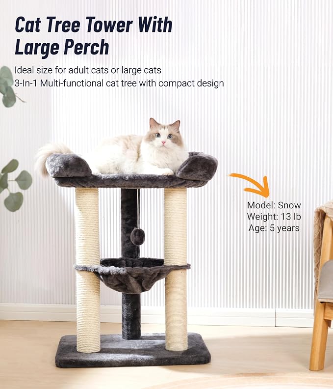 Happi N Pets 28" Cat Tree Tower, Tall Cat Scratching Post - Image 2
