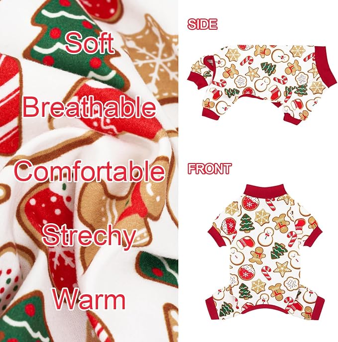 XPUDAC 4 Pack Christmas Dog Pajamas Comfy Dog Clothes - Image 5
