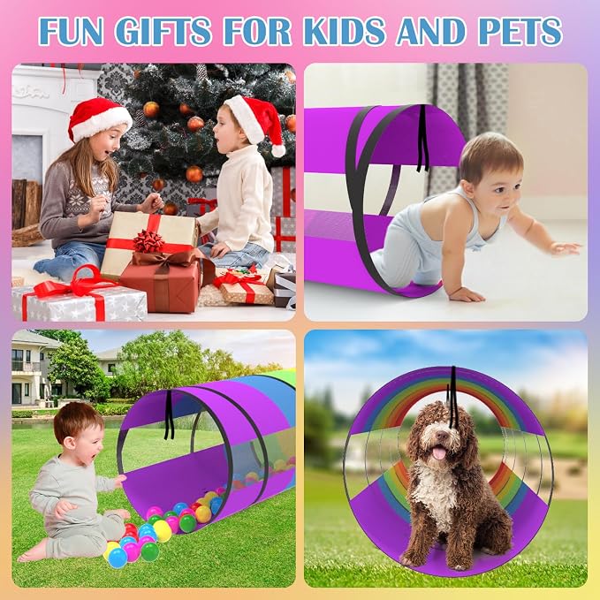Kids Play Tunnel for Toddlers 70 x 21 Inch Colorful Pop-Up 1-3 Baby Crawling - Image 6