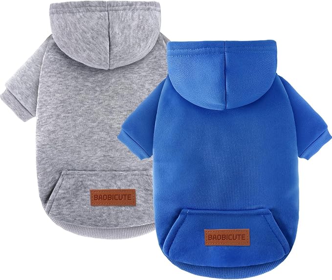 2 Pack Dog Hoodie Warm Hood Dog Sweater Cold Weather Small Dogs Sweatshirt by BAOBICUTE
