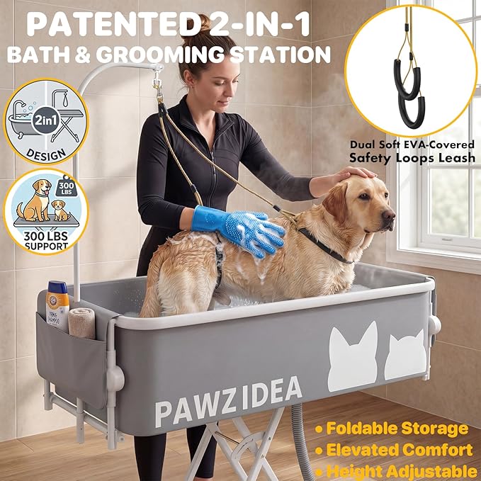 PAWZIDEA 2-in-1 Dog Bath Tub & Grooming Table 43" for Medium to Large Dogs - Image 3