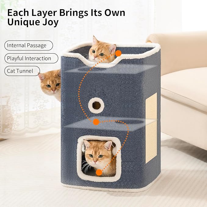 Cat House, Cat Beds for Indoor Cats, 2-Story Cat Condo Cube - Image 2