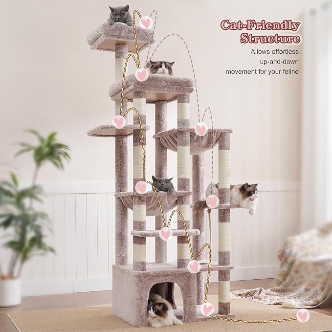 Heybly Cat Tree, 71-Inch Tall Cat Tower - Image 2