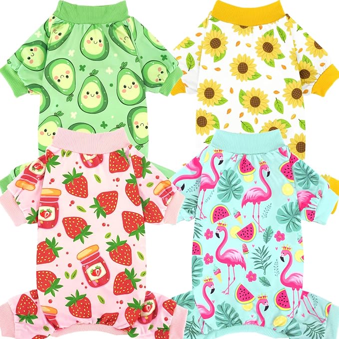 XPUDAC 4 Pack Dog Pajamas for Small Dogs Girl Boy Soft Stretchy Pjs Summer by XPUDAC