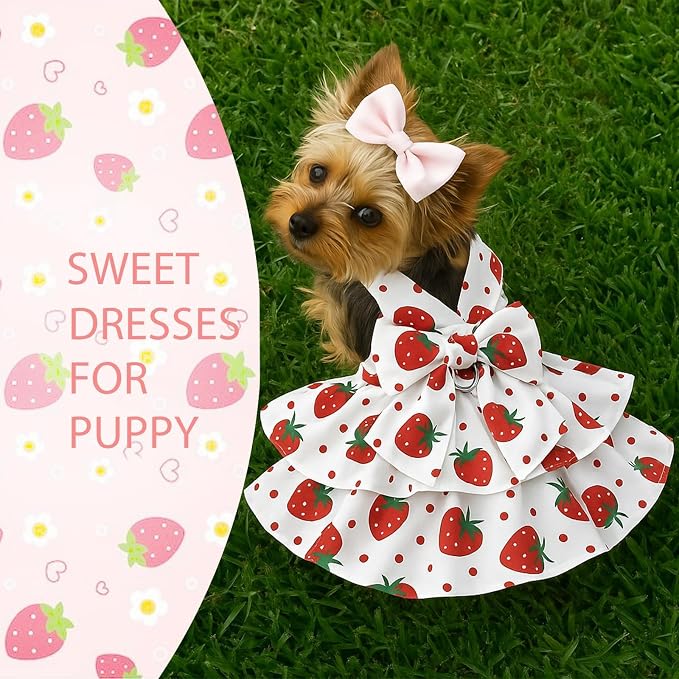 Dog Dress Bowknot Harness Leash Set - Image 3