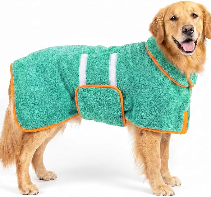 Dog Bathrobe, Super Absorbent for Small to Large Dogs, Lake Green XL by Bienbee