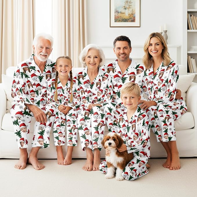 Artsadd Custom Pajamas for Women Men Family, Personalized Face Pjs Pajama Pants - Image 2
