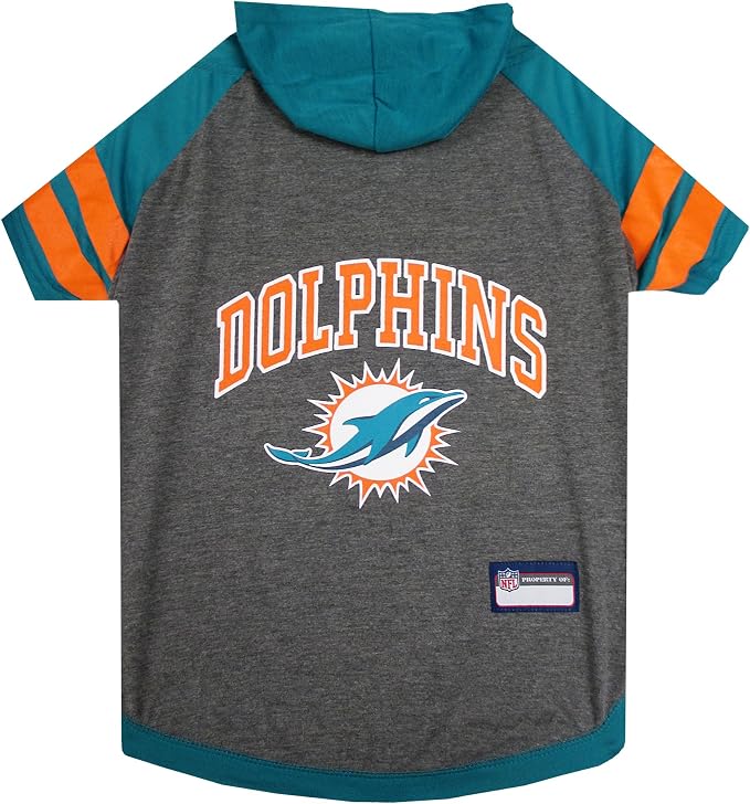 Miami Dolphins Hoodie Tee Shirt by PETSFIRST