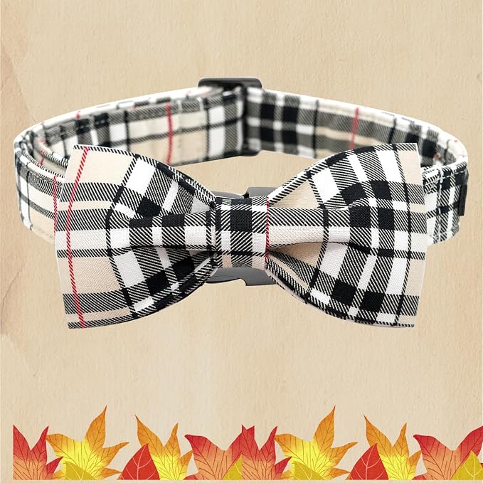 Dog Collar, Bow Dog Collar Plaid Pet Collar Dog Cute Pet Bow Soft Girl or Boy - Image 3