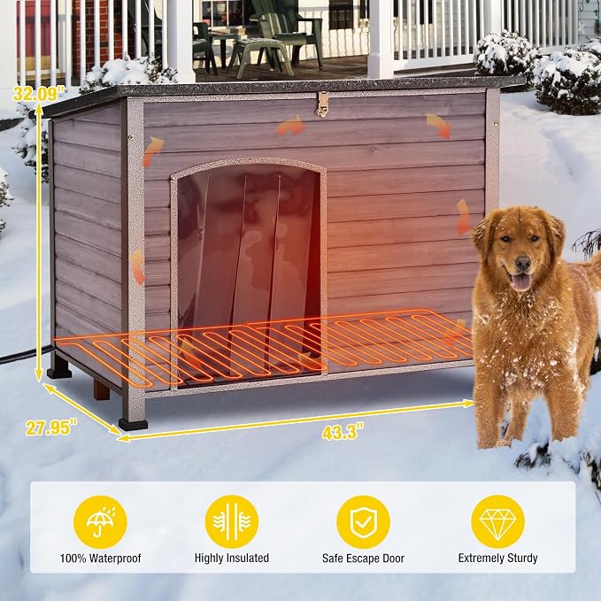 Aivituvin Dog House with Insulated Liner, Heated Outdoor Indoor Weatherproof - Image 8
