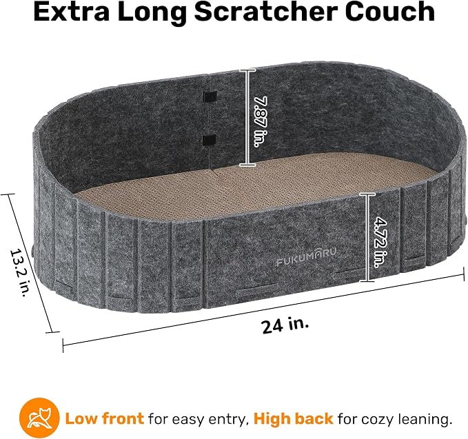 FUKUMARU Cat Scratcher, 24 Inch Sofa Shape Cat Scratcher Couch Bed, Reversible - Image 4