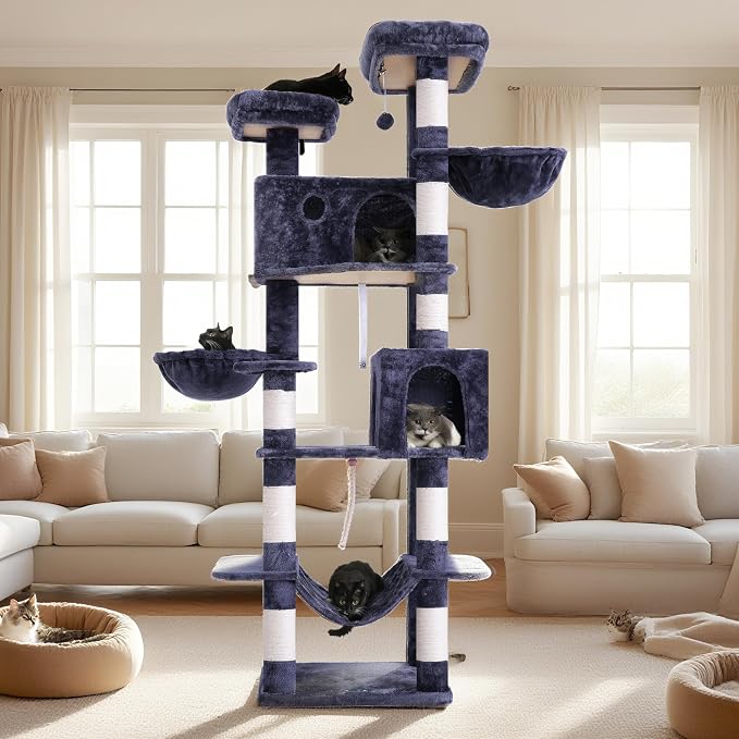 Tall Cat Tree, Large Cat Tower for Adult Cats, 80.7'' Heavy-Duty Cat Tree House - Image 9