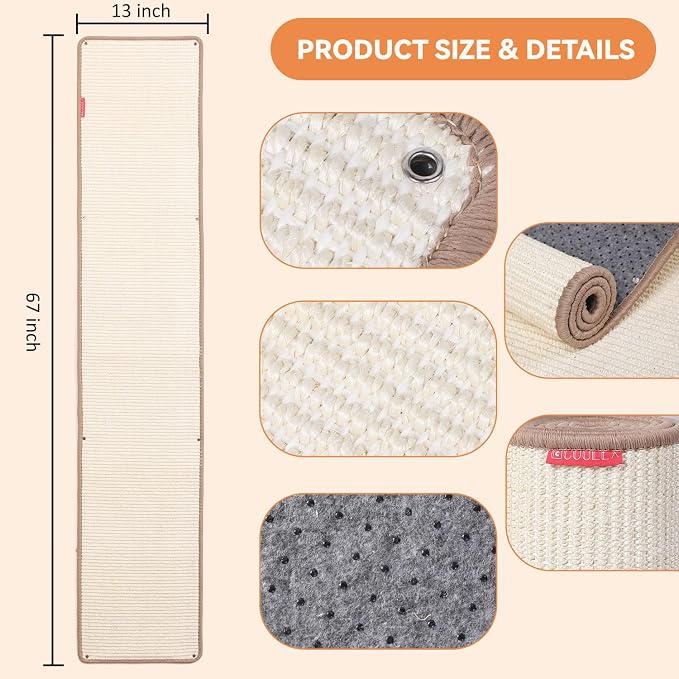 66.93x13.38x0.32 inch Thickened Cat Wall Scratcher Carpet, Cat Climbing Wall - Image 2