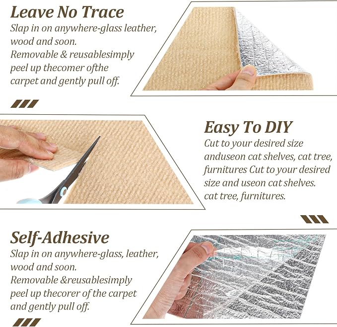 Cat Scratching Mat, Cats Scratch Furniture Protector Trimmable Self-Adhesive - Image 3