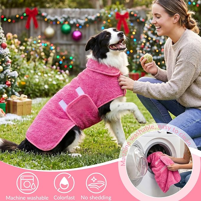 Dog Bathrobe, Super Absorbent for Small to Large Dogs, Rose Pink S - Image 5