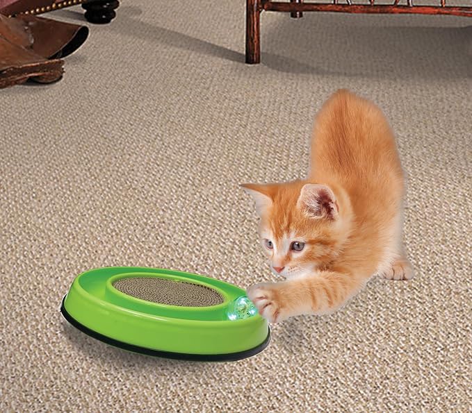 SPOT Rockin’ Cat Scratcher Toy – Interactive LED Light-Up Ball Cat Toy - Image 9