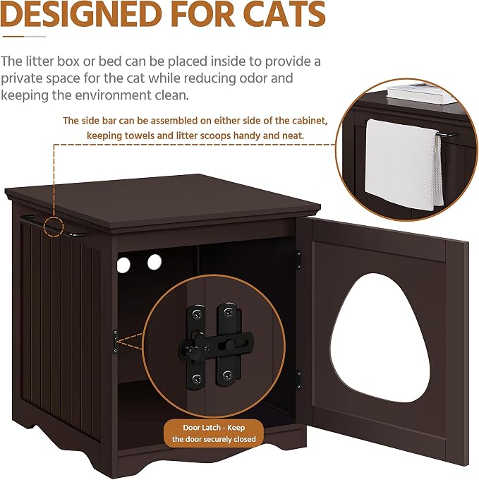 Yaheetech Cat Litter Box Enclosure, Litter Box Furniture Hidden - Image 4