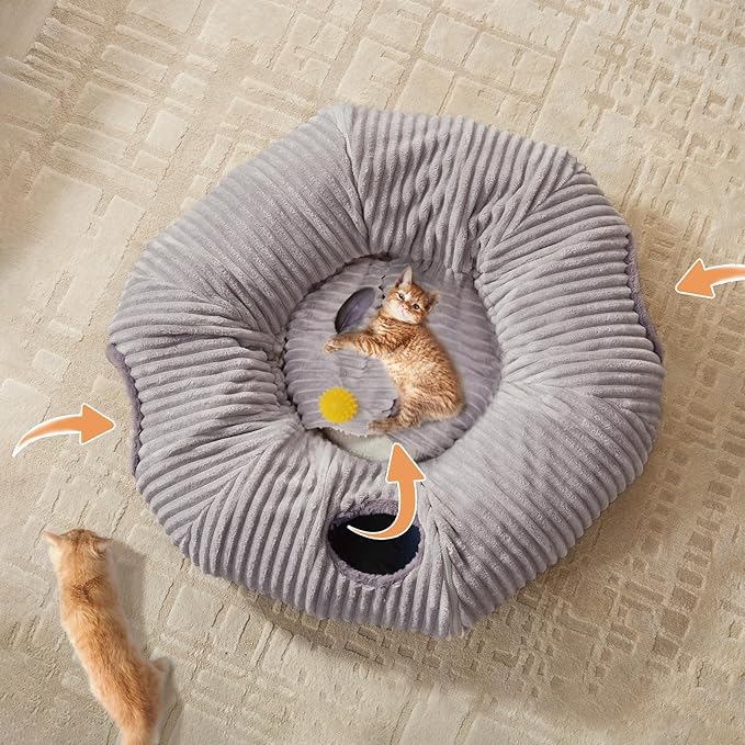 Cat Tunnel Bed for Indoor Cats, Cat Donut Tunnel Toy - Image 6