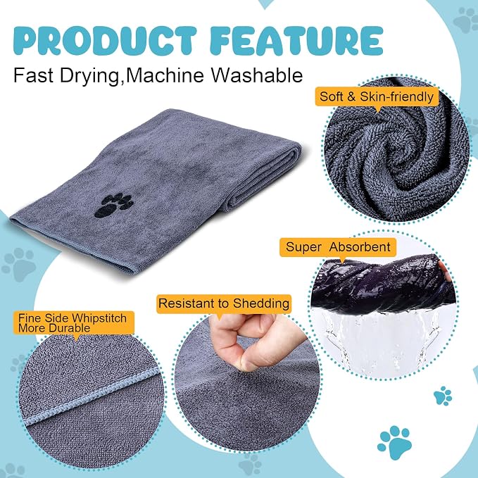 2 Pack Microfiber Dog Towels for Drying Dogs, Large Size 40'' X 23.6'' - Image 3
