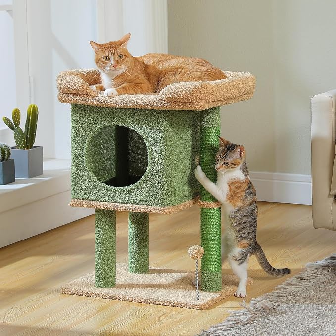 PAWZ Road Cat Tree for Indoor Cats, 26 Inches Cactus Cat Tower - Image 7