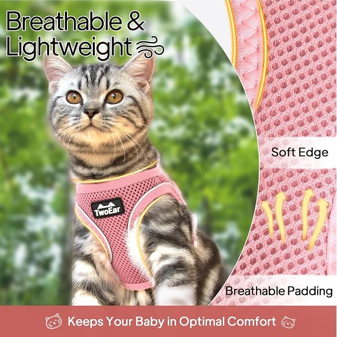 TwoEar Cat Harness Escape Proof, Soft Dog Vest Harness Adjustable, Breathable - Image 3