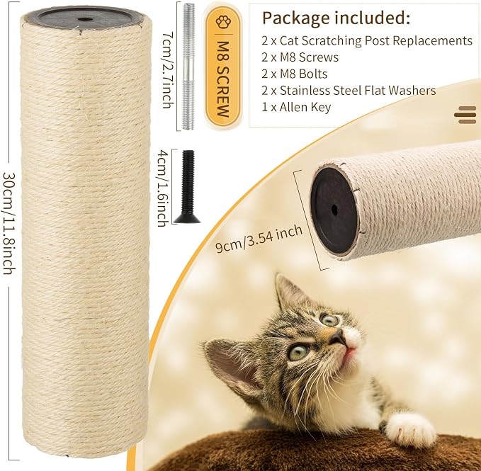 2 Root Cat Scratching Post Replacement 11.81x3.54 Cat Tree Scratch Post - Image 2