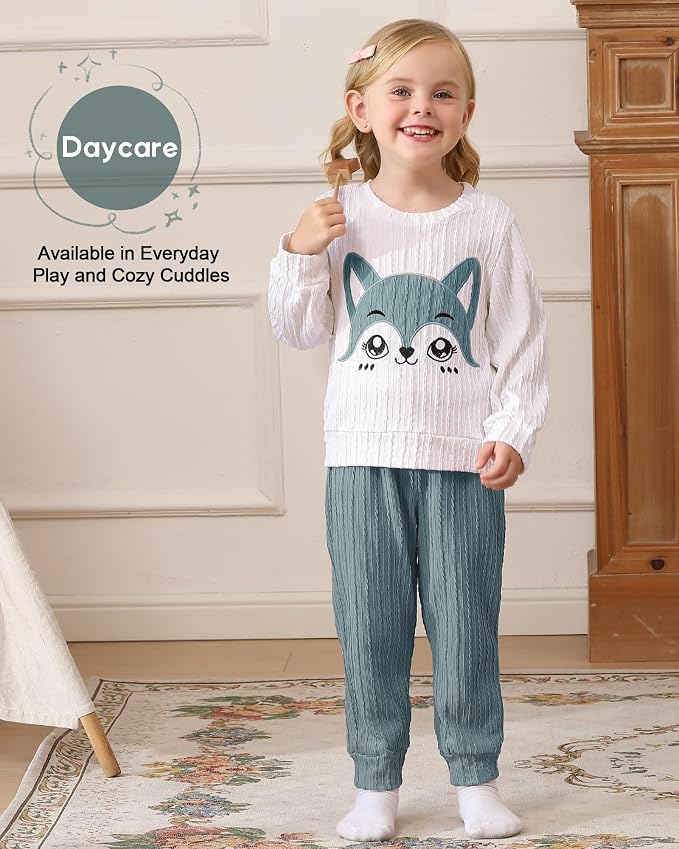 Jecson Toddler Girl Fall Clothes: Soft Outfits Set Embroidered Knit Top & - Image 2