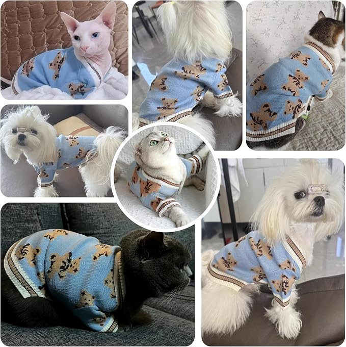 Small Dog Sweaters Cute Bear Dog Cardigans Clothes - Image 3