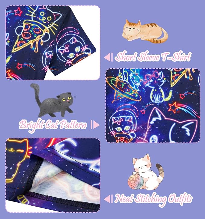 Funnycokid Girls Shirts Cat T Shirt Size 5-12 Clothes - Image 7
