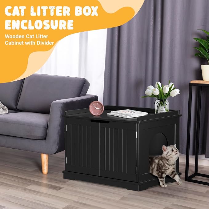 Zeny Cat Litter Box Enclosure, Wooden Cabinet - Image 3