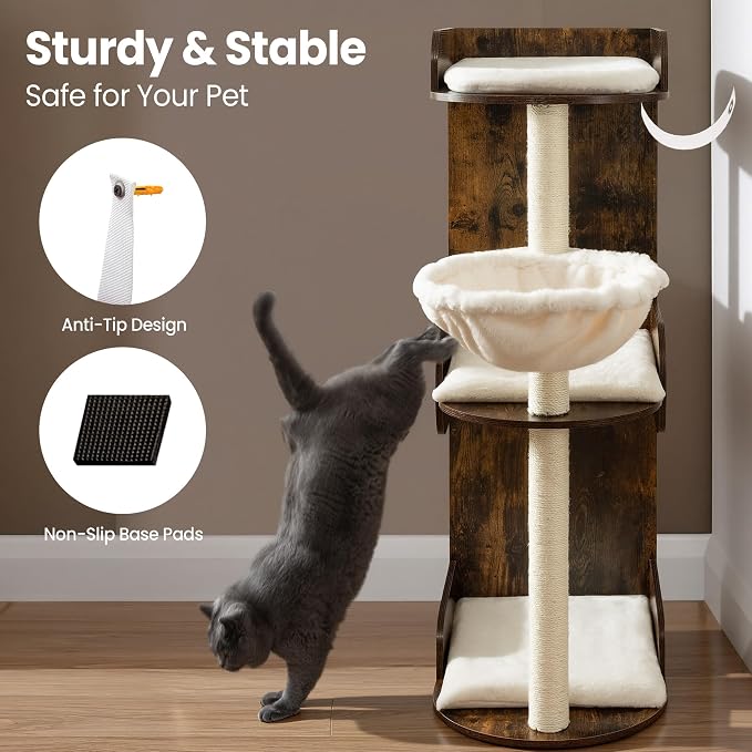 Modern Wood Cat Tree Tower for Indoor Large Cats, Cat Scratching Posts - Image 8