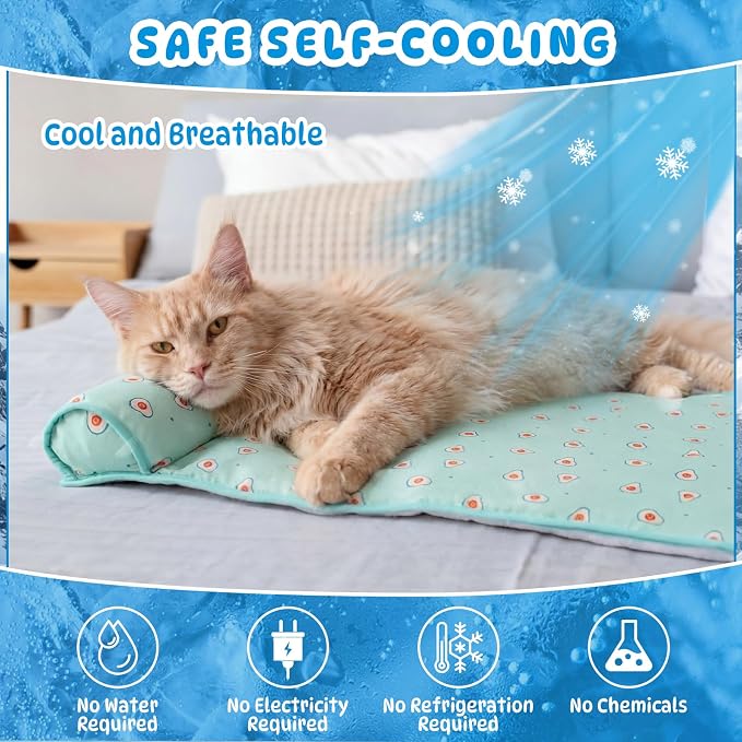 4 Pack Cooling Dog Mats with Supportive Pillow 15.7" x 23.6" Self Cooling Dog - Image 6