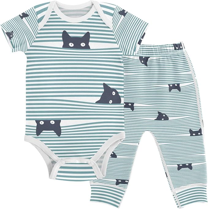 Baby Clothes Set Infant Bodysuits Pants Sets 0-24M by KICPOAY