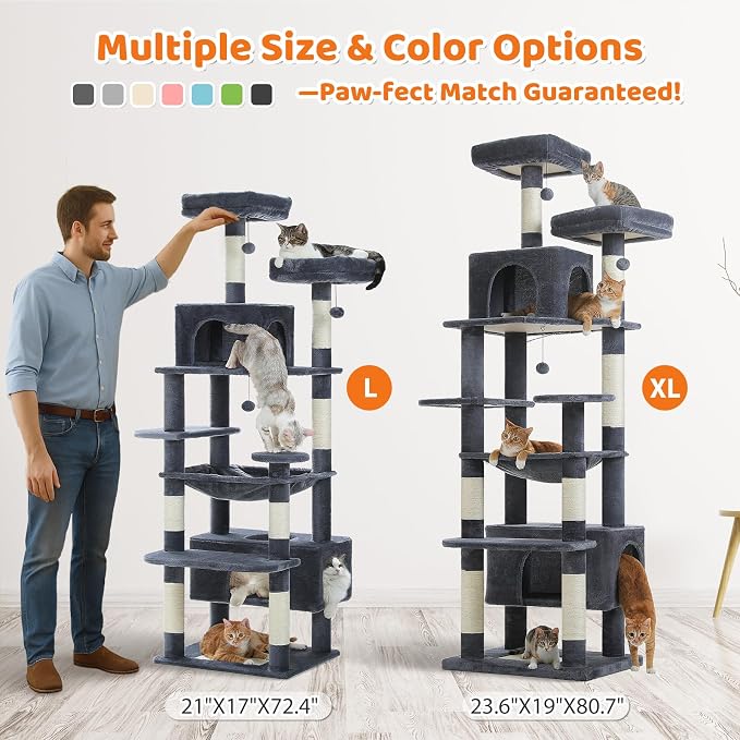 PAWZ Road Large Cat Tree, 72 Inches Cat Tower - Image 2