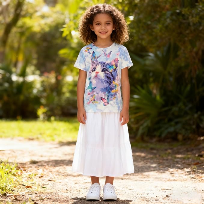 Funnycokid Girls Shirts Cat T Shirt Size 5-12 Clothes - Image 3