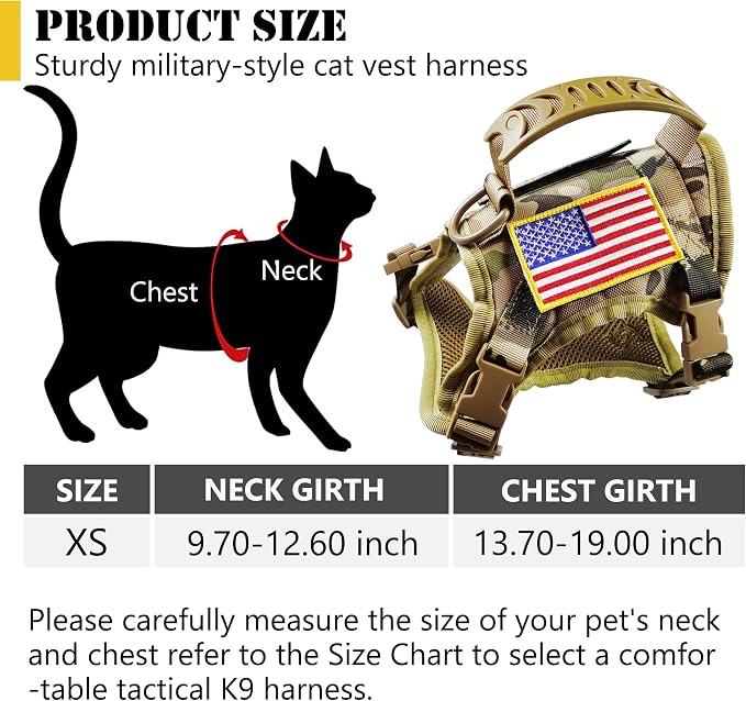 Tactical Cat Harness and Leash for Walking Escape Proof, Adjustable Military K9 - Image 4
