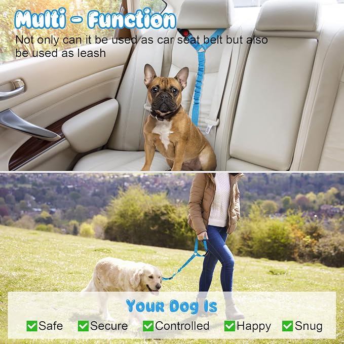 BWOGUE 2 Packs Dog Cat Safety Seat Belt Strap Car Headrest Restraint Adjustable - Image 5