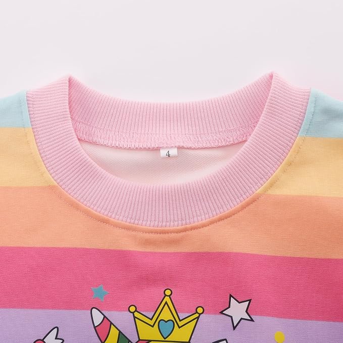Little Girls Unicorn Outfits 2 Piece Kids Ruffle Sleeve Sweatshirt + Leggings - Image 7