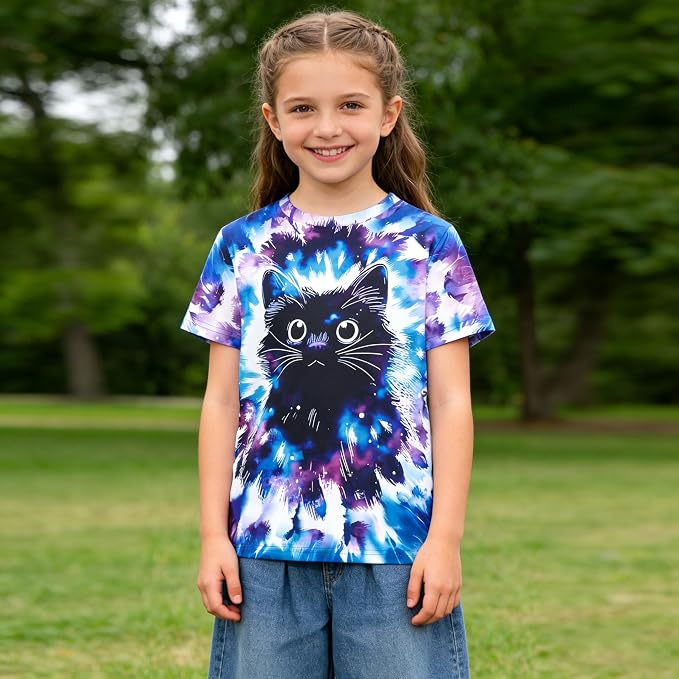 Funnycokid Girls Shirts Cat T Shirt Size 5-12 Clothes - Image 3